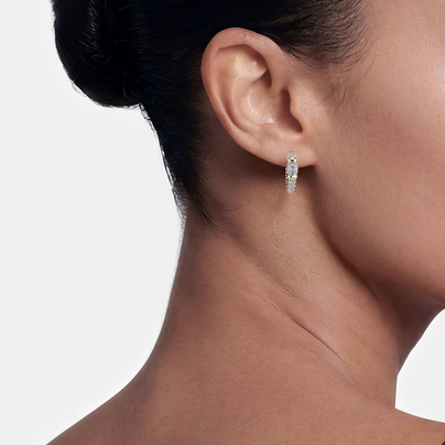LAGOS Two-Tone Diamond Huggie Earrings, view 2