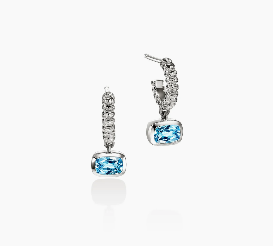 John Hardy Heishi Gem Earrings, Sterling Silver, Swiss Blue Topaz