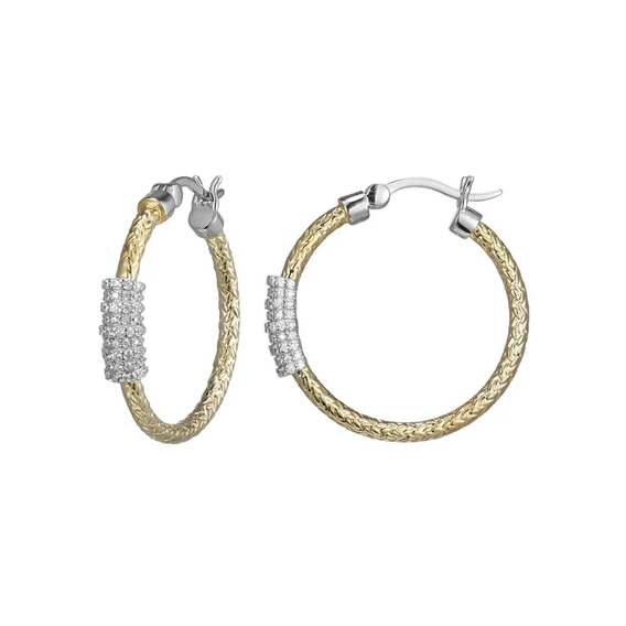 Charles Garnier Sterling Silver and Gold Plated CZ Hoop Earrings