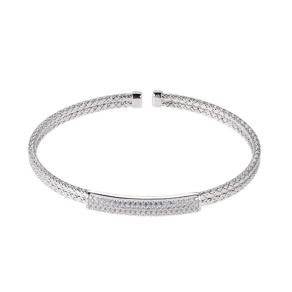 Charles Garnier Sterling Silver Cuff CZ Bracelet