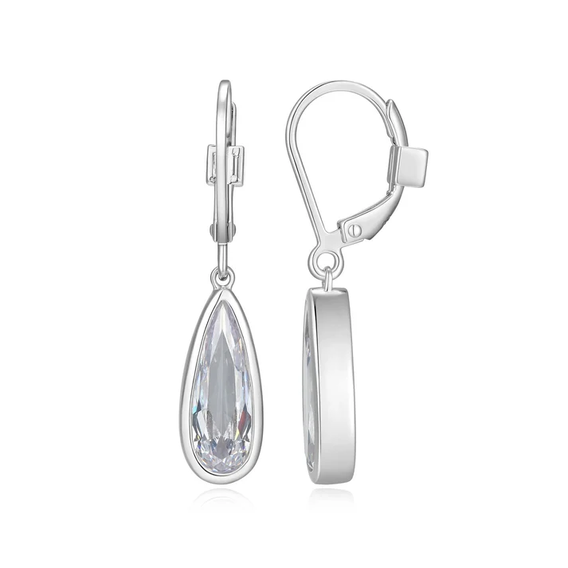 Charles Garnier Sterling Silver CZ Pear Shaped Drop Earrings