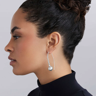 Silver Graduated Bead Earrings