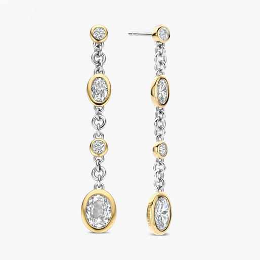 Oval Zirconia Earrings Gold Vermeil