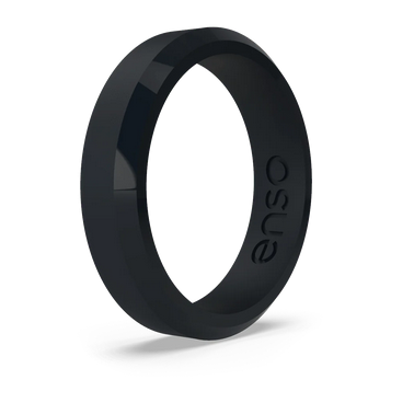Enso Rings Bevel Thin Obsidian Ring