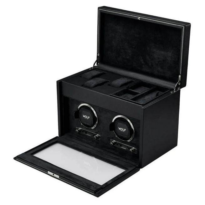 Wolf Designs British Racing Double Watch Winder with Storage, view 2