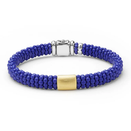 LAGOS 18K Gold Matte Blue Ceramic Beaded Bracelet | 9mm