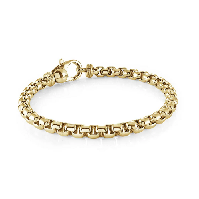 Stainless Steel Gold Plated 4mm Box Link Bracelet