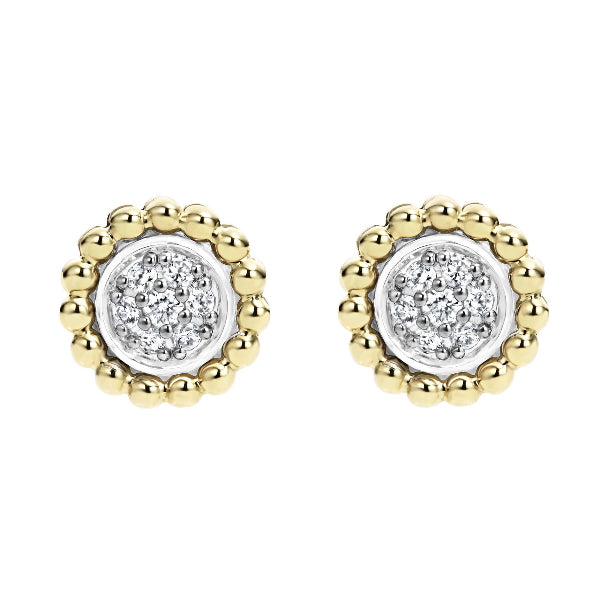 LAGOS Two Tone Caviar Stud Earring, view 2