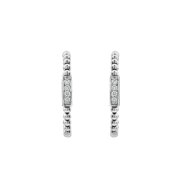 LAGOS Beaded Diamond Hoop Earrings, view 2