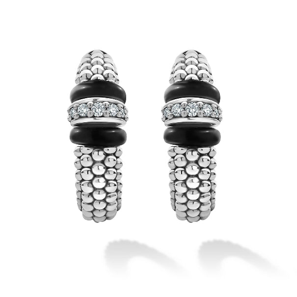 LAGOS Caviar Hoops with Diamond Accent, view 2