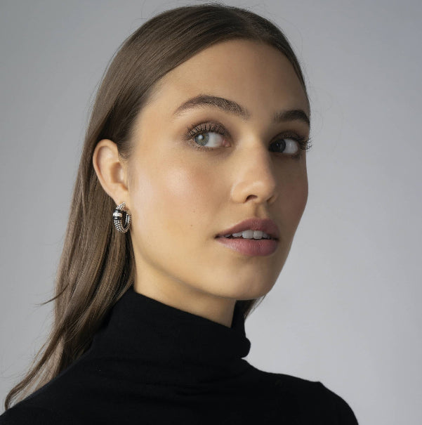 LAGOS Caviar Hoops with Diamond Accent, view 3