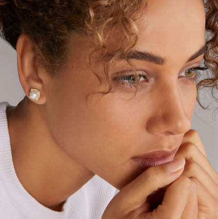 LAGOS Pearl Diamond Stud Earrings, view 2