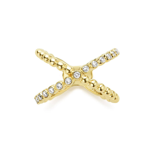 LAGOS Gold and Diamond "X" Ring, view 2