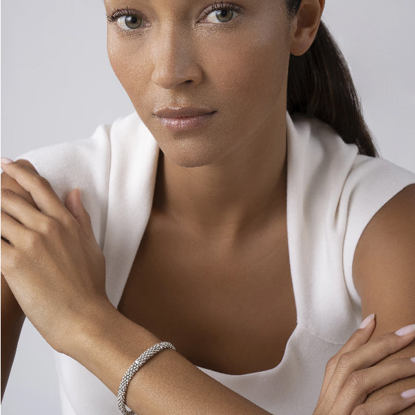 Sterling Silver Station Caviar Bracelet | 6mm