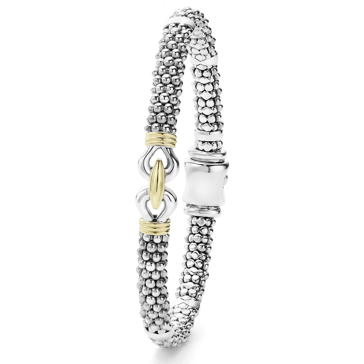 LAGOS 6mm Two Tone Caviar Buckle Bracelet, view 2