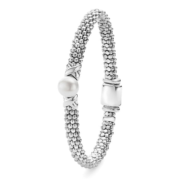 LAGOS Silver X Pearl Caviar Bracelet | 6mm, view 2