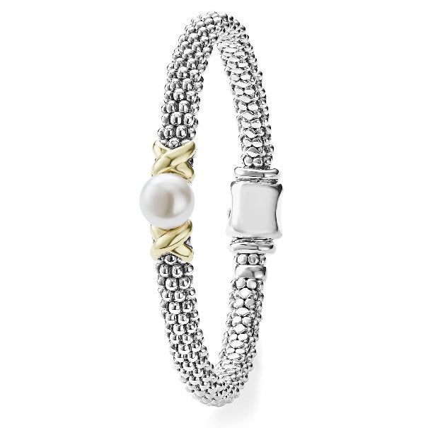LAGOS Two Tone Single Pearl Bracelet, view 2