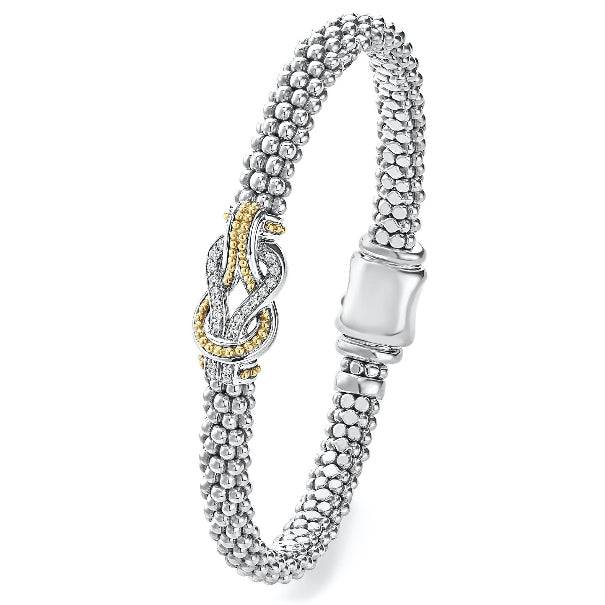 LAGOS Two Tone Diamond Knot Bracelet, view 2