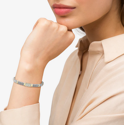 LAGOS 6mm Diamond Caviar Bracelet, view 2