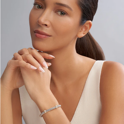 LAGOS Double X Caviar Diamond Bracelet 6mm, view 2