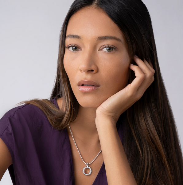 Medium Diamond Circle Pendant Necklace