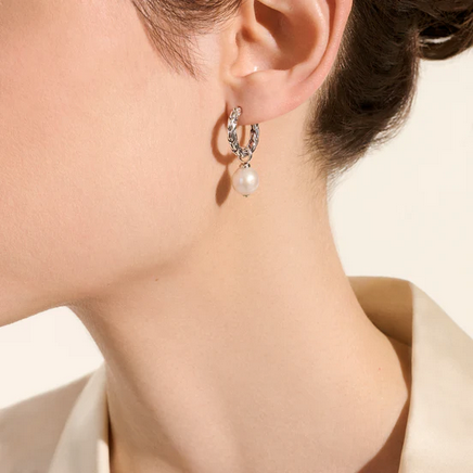 John Hardy Essential Pearl Hoop Earrings, view 2