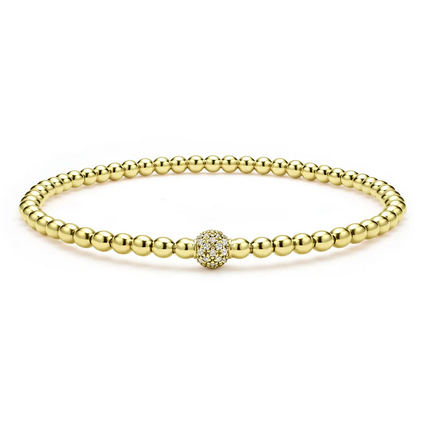LAGOS 18K Gold and Diamond Bead Bracelet | 3mm