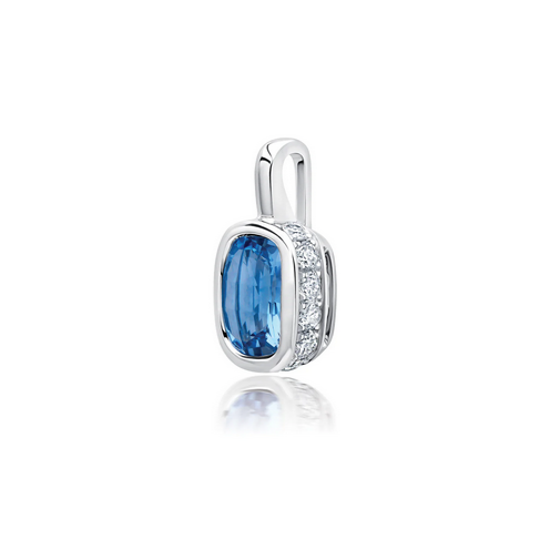 Chatham Created Gems & Diamonds Aqua Blue Spinel Pendant, view 2