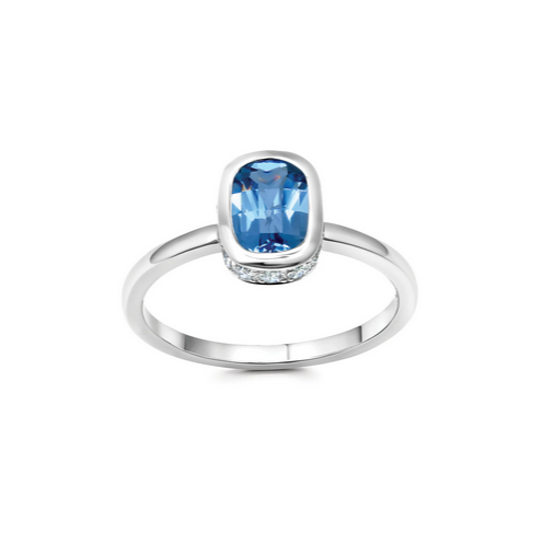 Chatham Created Gems & Diamonds Lab Grown Aqua Blue Spinel Ring