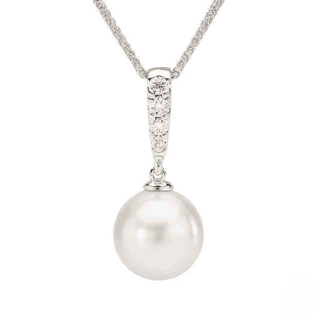 Pearl and Diamond Drop Pendant