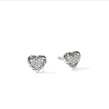 John Hardy JH Essentials Heart Silver Diamond Pave Stud Earrings