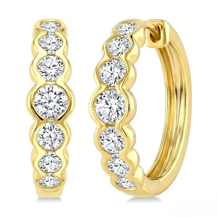Ashi Diamond Diamond Graduated Bezel Set Hoops
