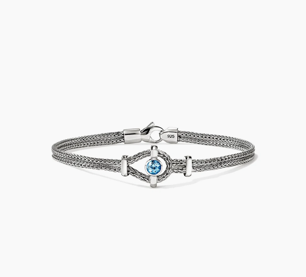 John Hardy Sterling Silver Swiss Blue Topaz Icon Bracelet