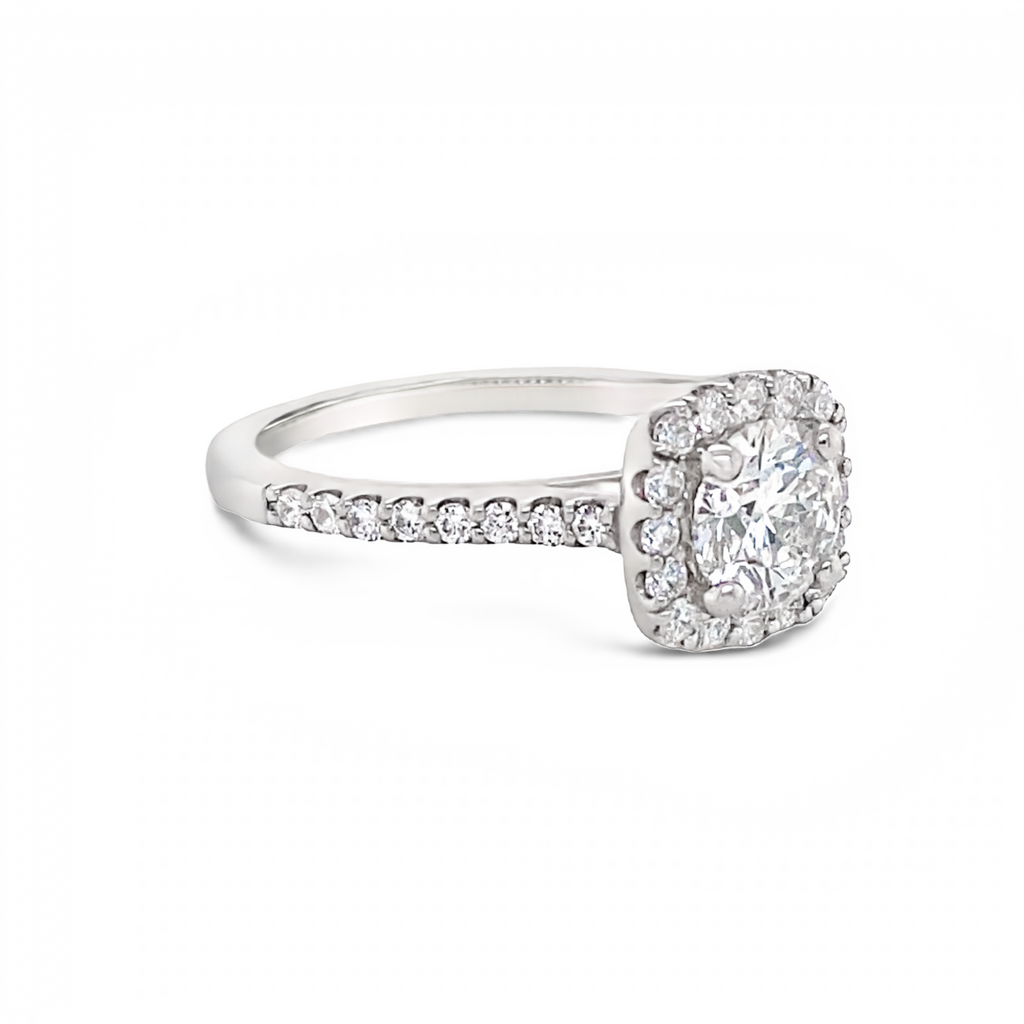 Diamond Square Halo Engagement Ring, view 2