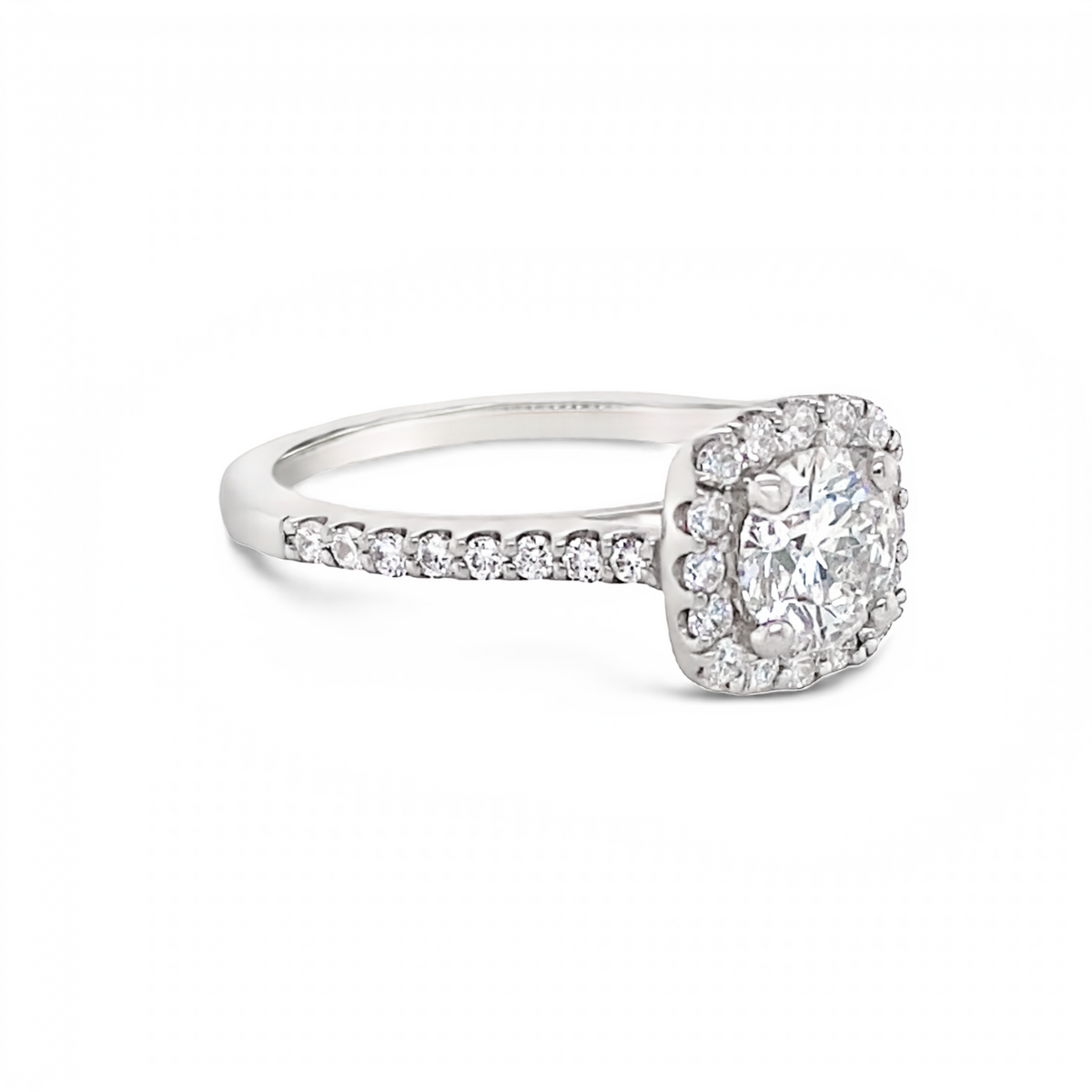Diamond Square Halo Engagement Ring, view 2