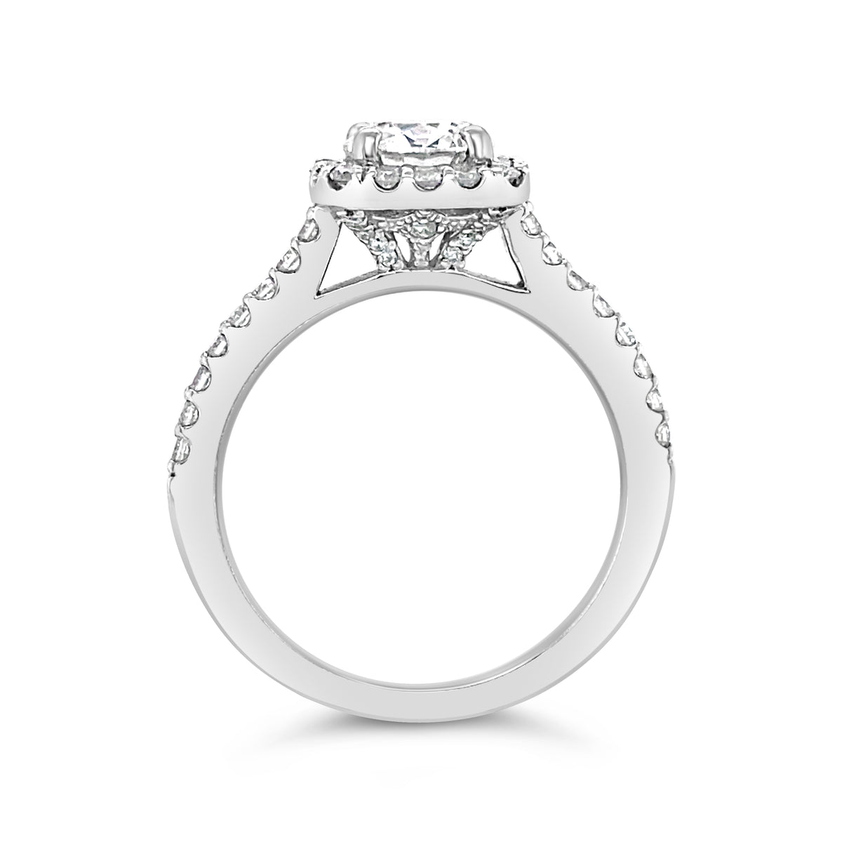 Diamond Square Halo Engagement Ring, view 3