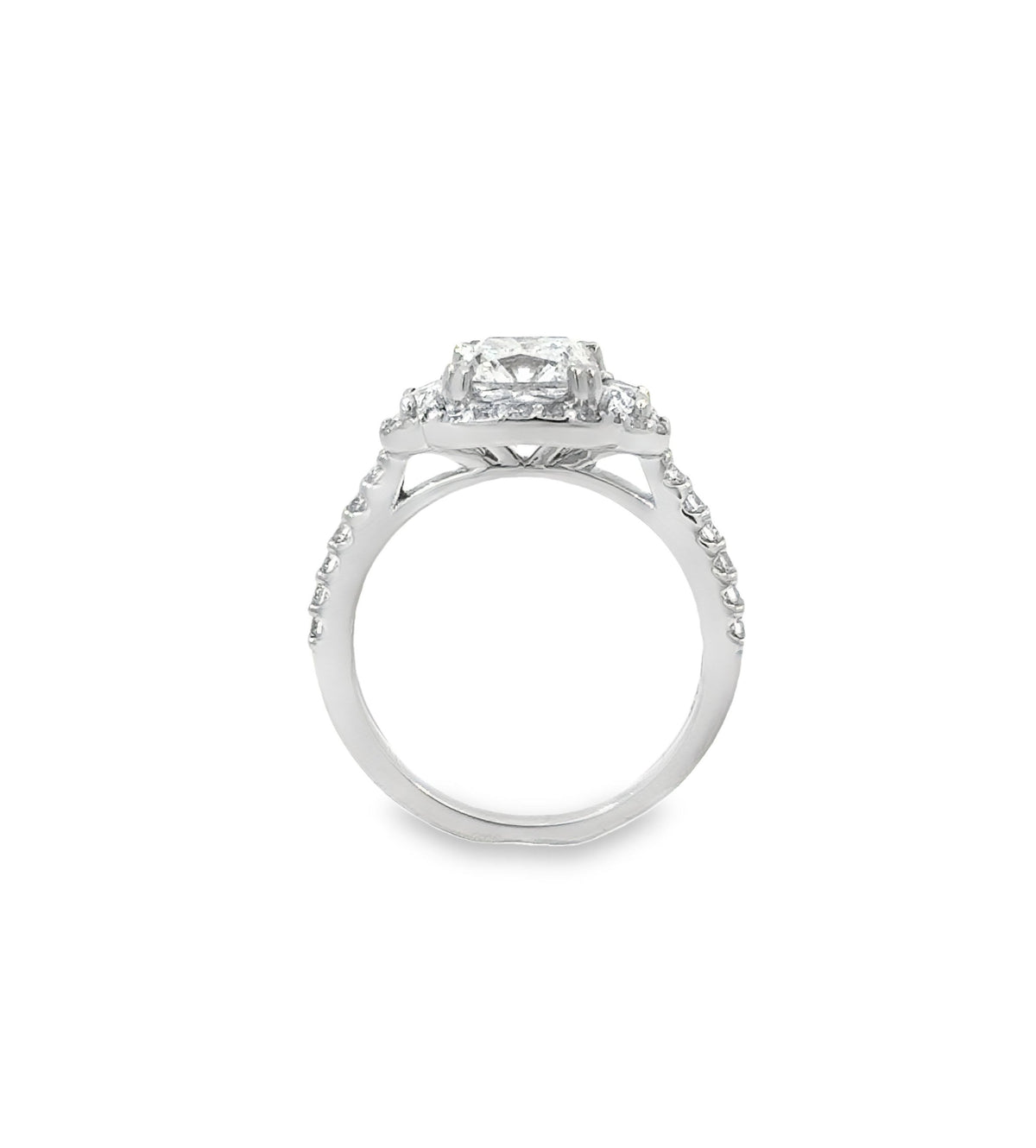 Cushion Cut Three Stone Ring, view 3