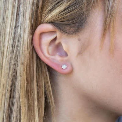 Shy Creations Diamond Halo Stud Earrings, view 3
