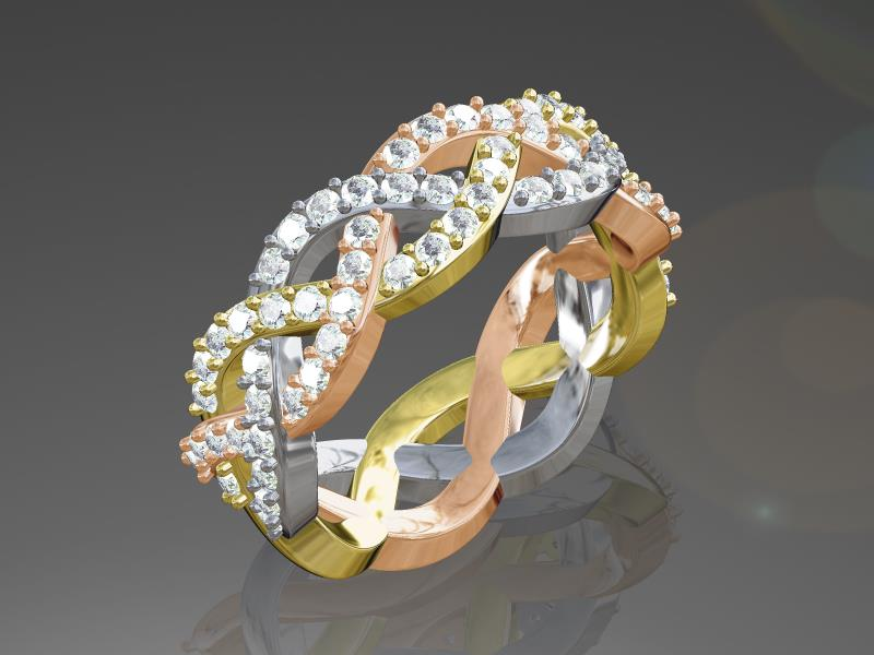 CAD render of braided tri-color bands